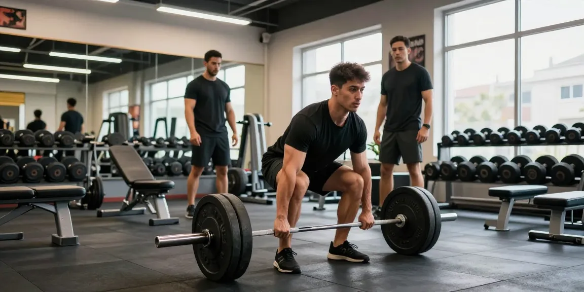 Anabolika Shop: Bodybuilder hebt Gewichte im Fitnessstudio, um Muskelmasse aufzubauen.
