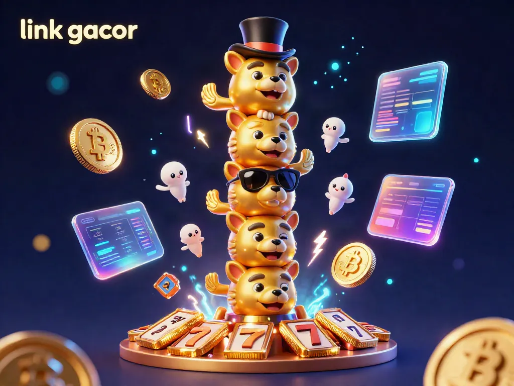 Engage with the thrilling link gacor scene featuring an animated golden totem surrounded by vibrant slot game elements.