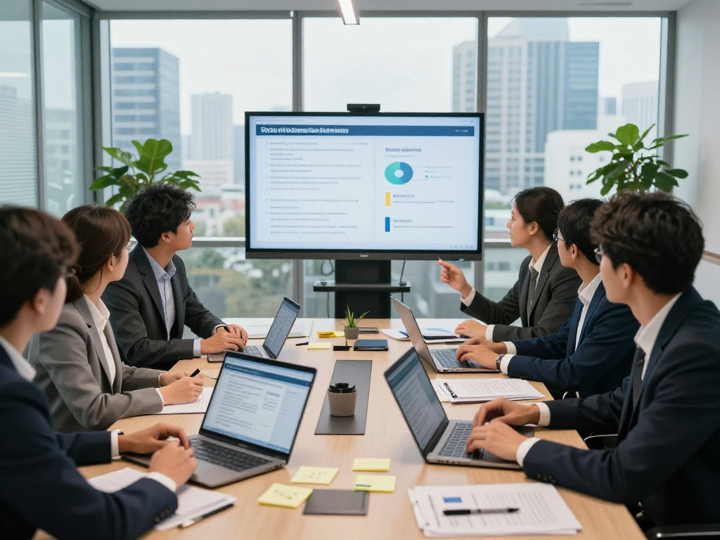 Branchenlösungen – Übersicht: Beratungsgespräch zu Datenschutz und Barrierefreiheit in modernem Büro mit professionellem Team.