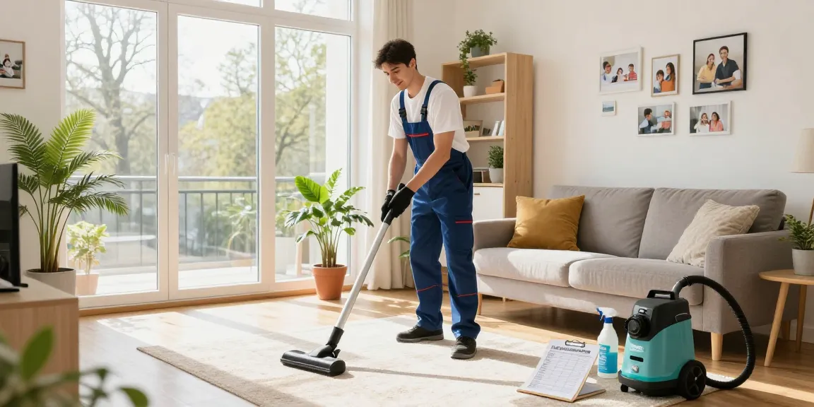 Efficient wohnungsendreinigung bern in a sunny living room showcasing professional cleaning services