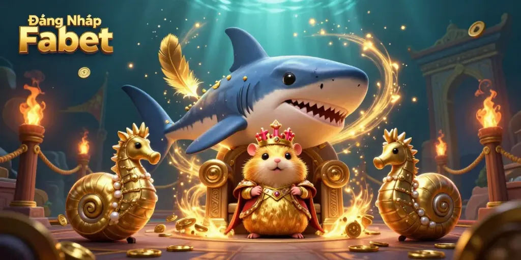 Engage in Đăng Nhập Fabet with a vibrant scene hosting a fierce hamster king amidst gold and dynamic particles.