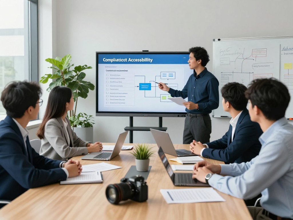Branchenlösungen – Übersicht in a business consultation meeting focusing on data protection and digital accessibility.