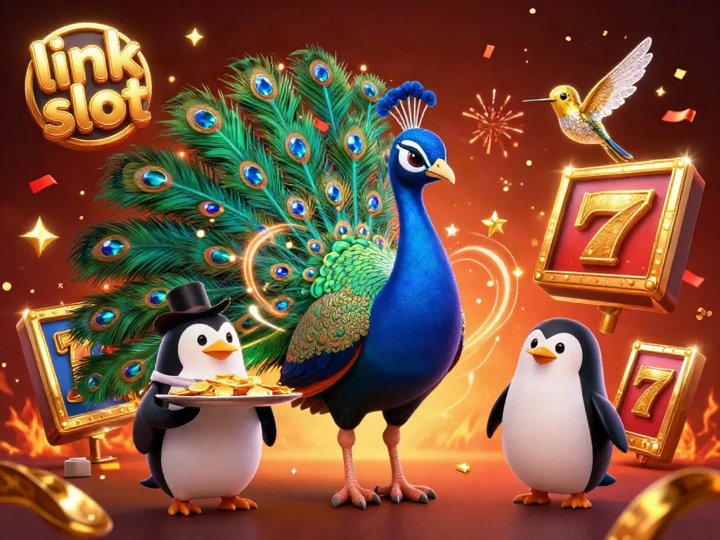 Experience the thrill of winning with link slot in this colorful 3D casino illustration.