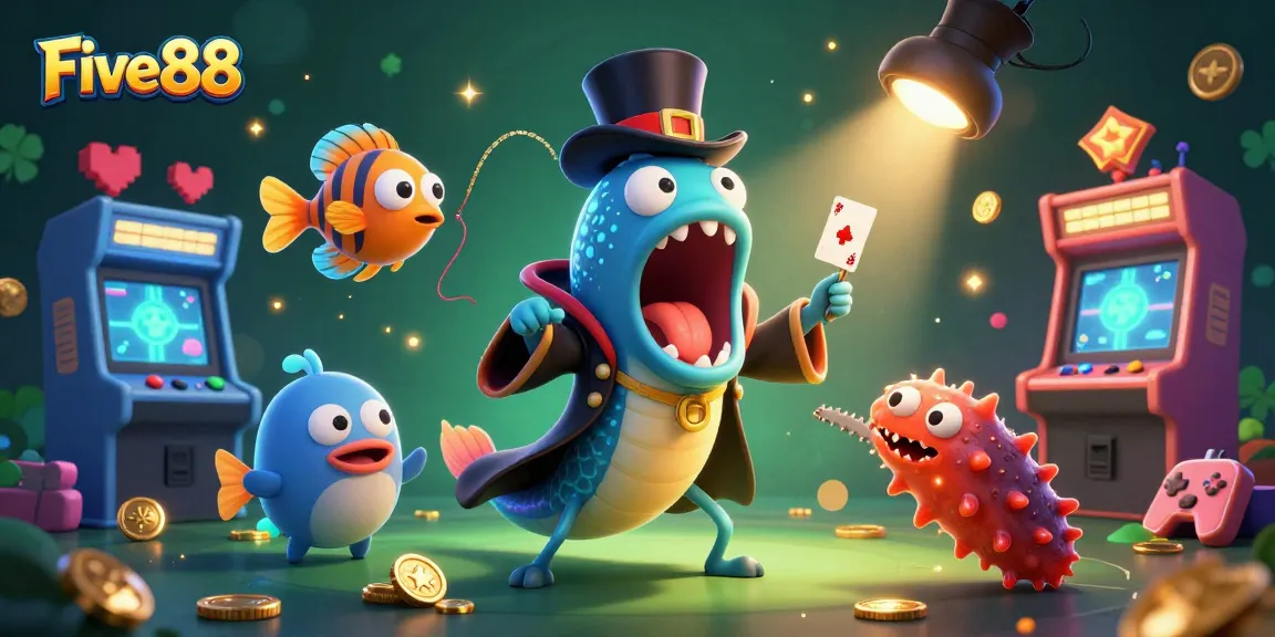Watch Five88's animated scene featuring enchanting sea creatures performing magical casino tricks.