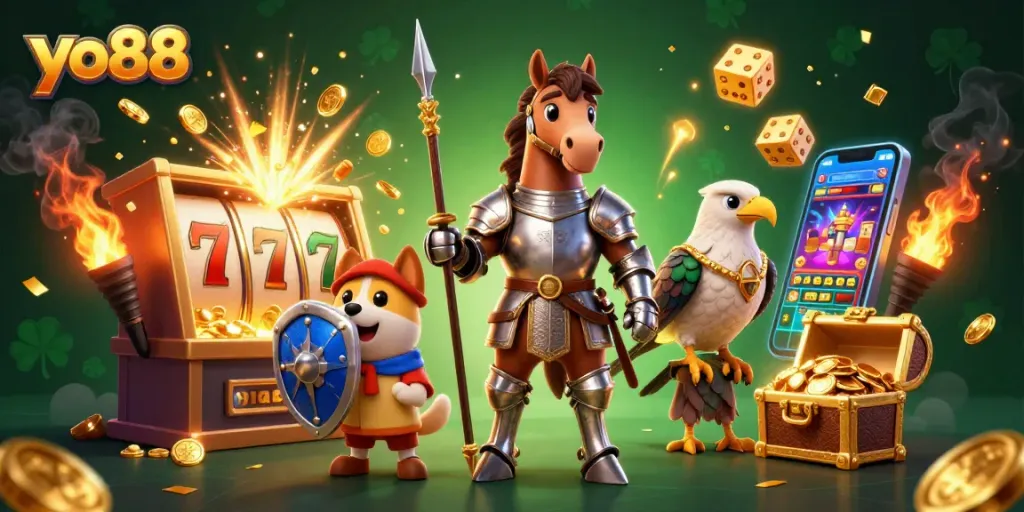 Experience the thrill with yo88 featuring knights, puppies, and a jackpot of casino games!