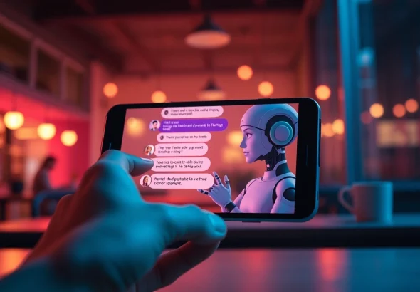Engaging AI sexting conversation shown on a smartphone screen in a cozy tech-savvy setting.
