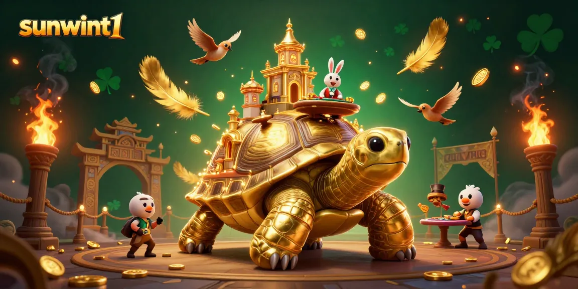 Engage in exciting jackpots at sunwint1, featuring a golden tortoise casino with vibrant action.